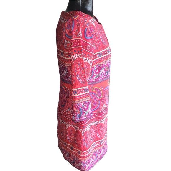 Old Navy Paisley Print Red Shift Dress with Cropped Sleeves M - Picture 3 of 6